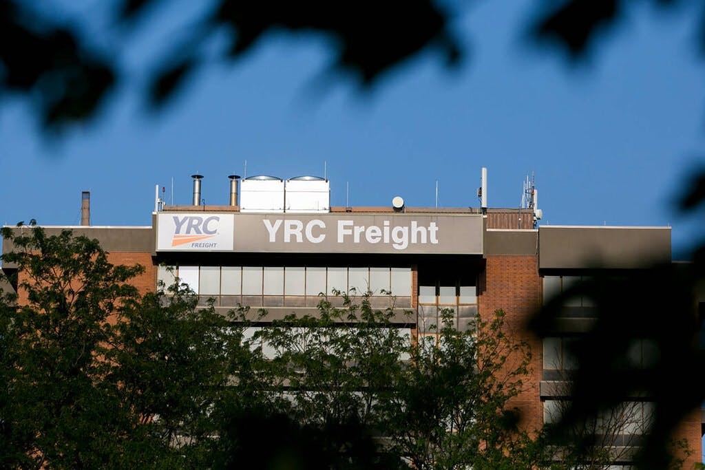 The headquarters of YRC Worldwide in Overland Park, Kan. The company lost over $100 million in 2019.