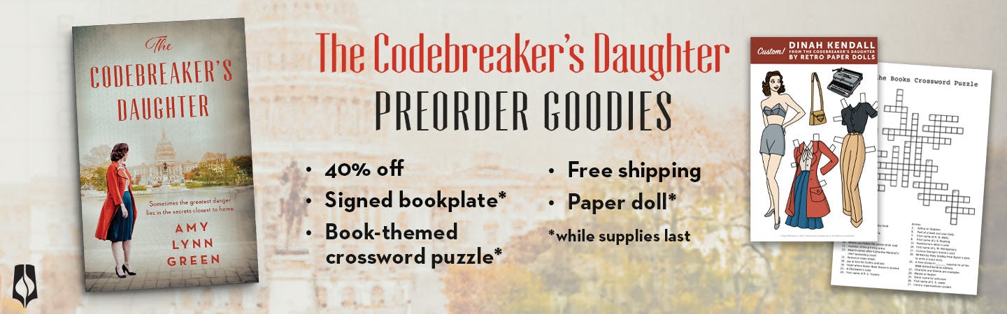 "The Codebreaker's Daughter" Preorder Goodies: 40% off, free U.S. shipping, signed bookplate, paper doll, and book-themed crossword puzzle, while supplies last.