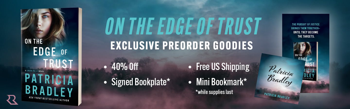 "On the Edge of Trust" Exclusive Preorder Goodies: 40% off, free U.S. shipping, signed bookplate*, and mini bookmark*. *While supplies last.