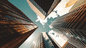 Buildings and sky with clouds