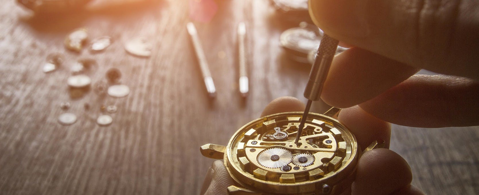 Person fixing the inside of a watch