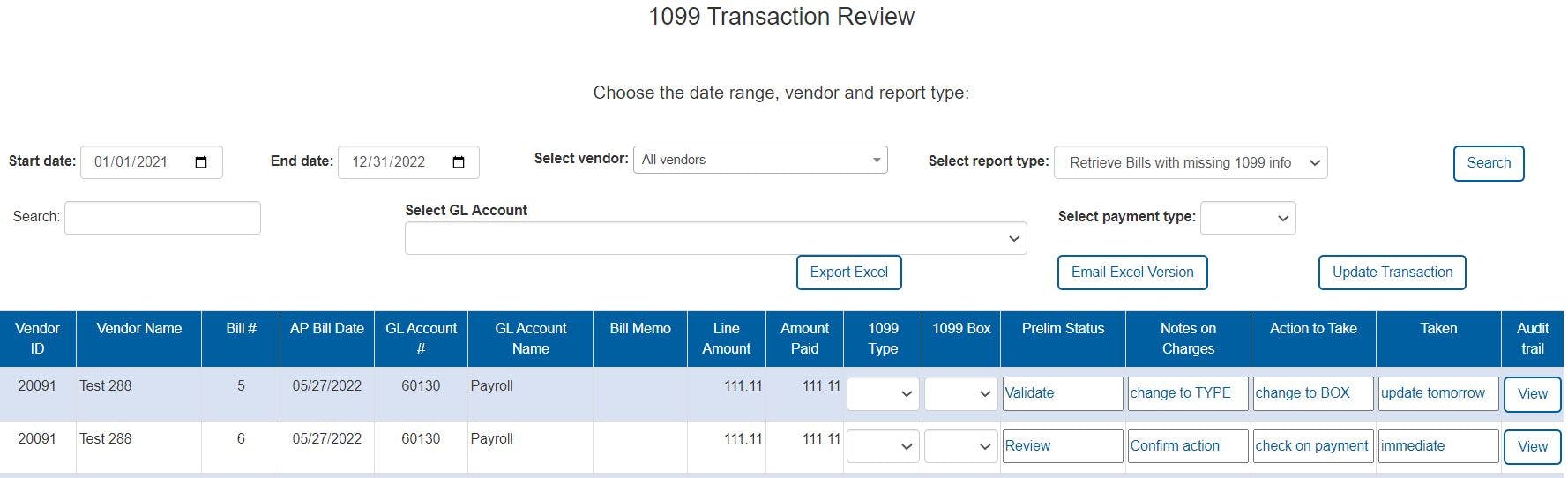 1099 transaction review