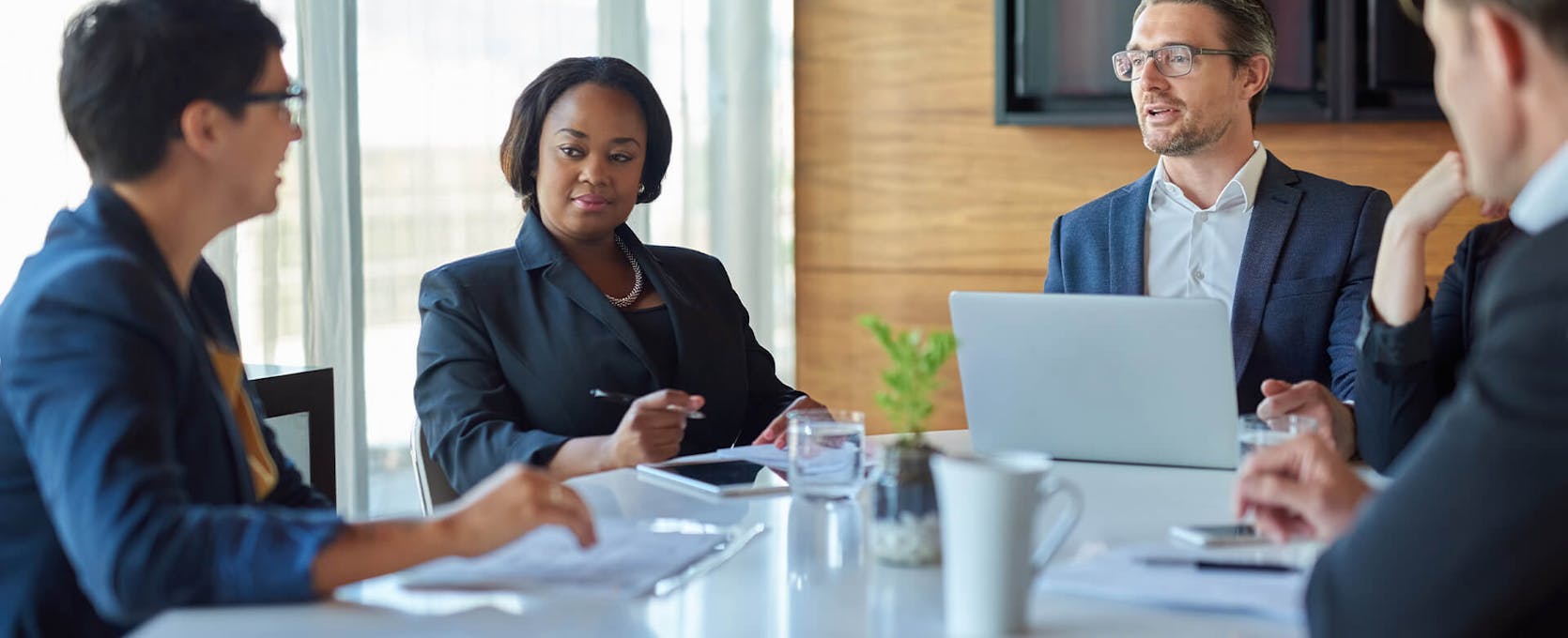 Financial planning meeting with local government around a table