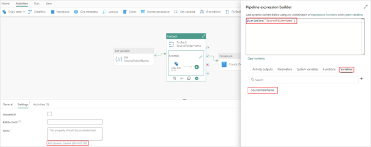 Configuring your items property in the ForEach activity of your Microsoft Fabric pipeline
