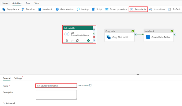 Adding a set variable activity to your Microsoft Fabric pipeline