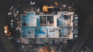 Aerial view of a construction site