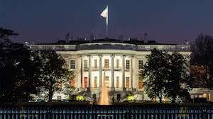 The White House, the U.S. presidential residence, at night