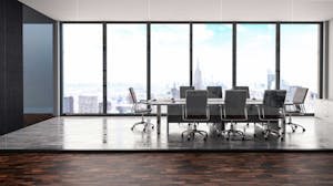 Executive conference room overlooking the city