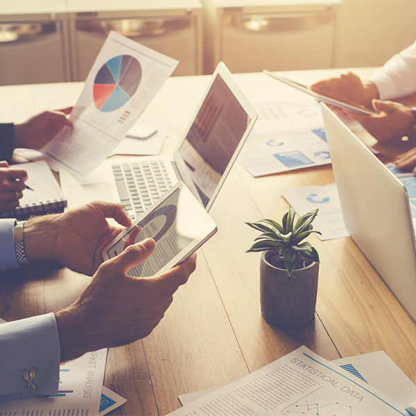 Team working together at a conference table