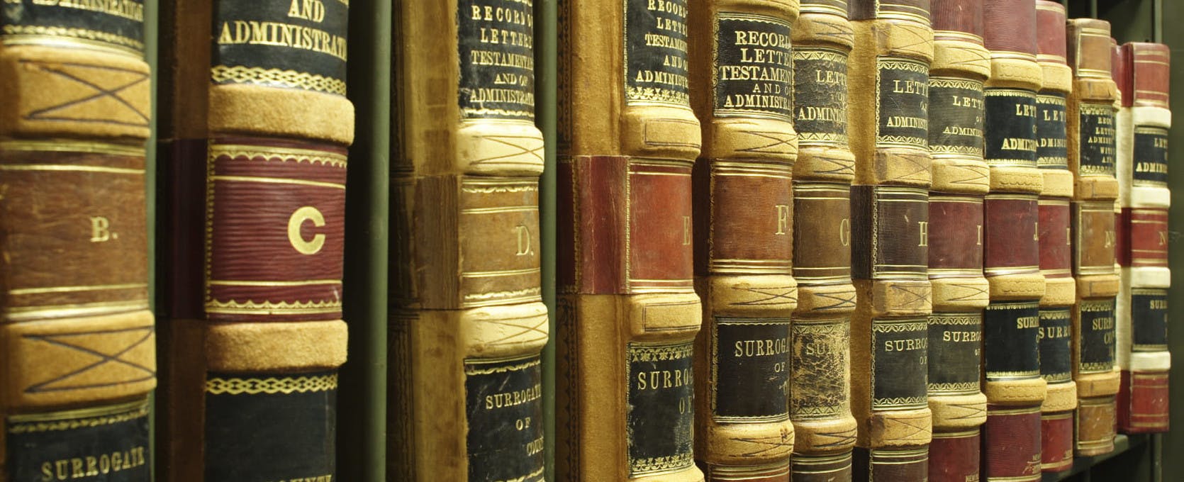 Old law books on a shelf