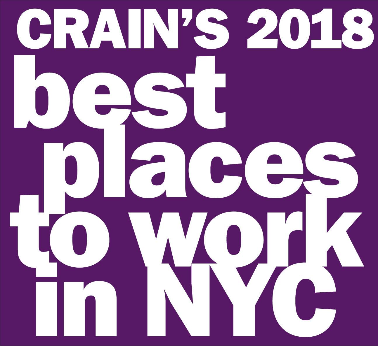 Crain's Best places to work in NYC 2018