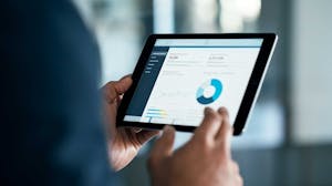 Professional reviews data analytics dashboard on a tablet
