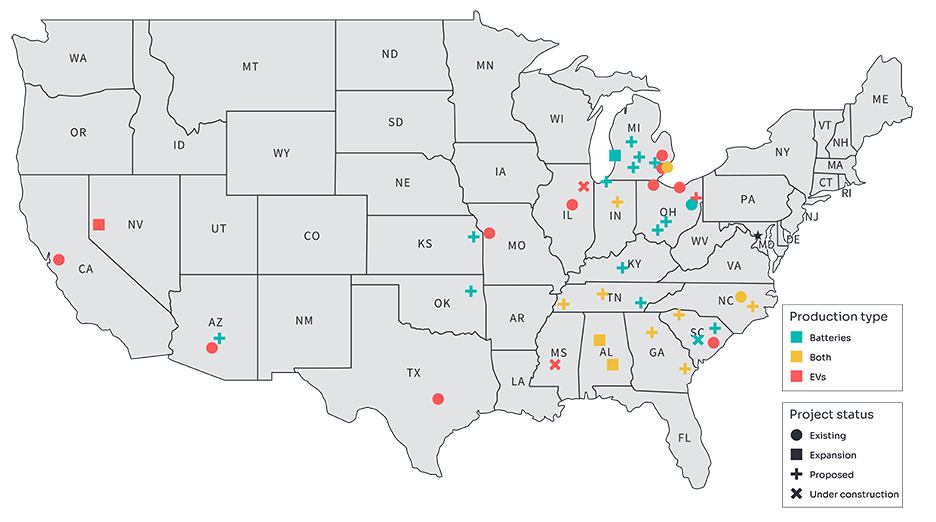 EV battery belt map graphic