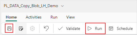 Save and run your new Microsoft Fabric data pipeline