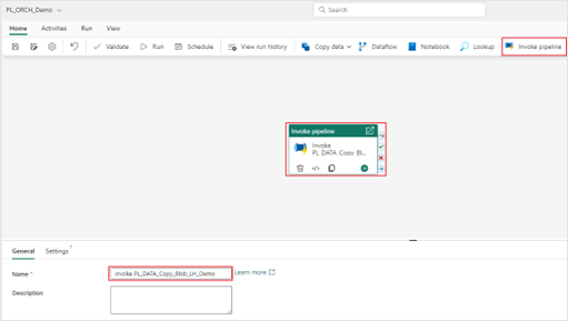 Adding an invoke pipeline activity in Microsoft Fabric