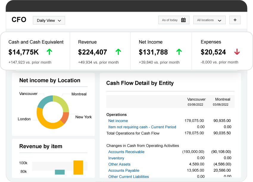 Sage Intacct CFO dashboard