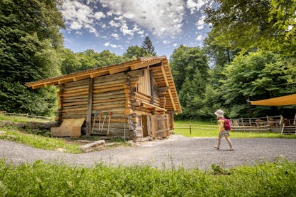 Im Freilichtmuseum Ballenberg gibt es einen Waldspielplatz mit Siebenschläferbau.