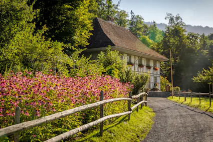 Das Handwerkerhaus aus Herzogenbuchsee, in welchem sich heute der Laden der Ballenberg Drogisten befindet, wurde vom Textilhandwerker Johann Jakob Baur erbaut.
