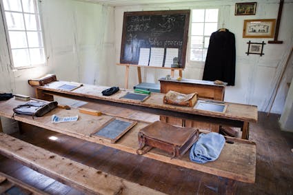 Historisches Klassenzimmer im Freilichtmuseum Ballenberg.