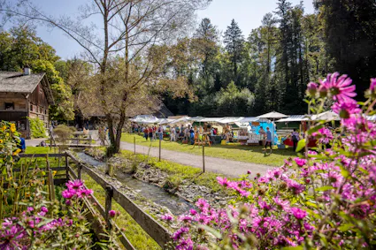 Hausgemachte und handwerkliche Produkte aller Art stehen am Herbstmarkt im Freilichtmuseum Ballenberg zum Verkauf.