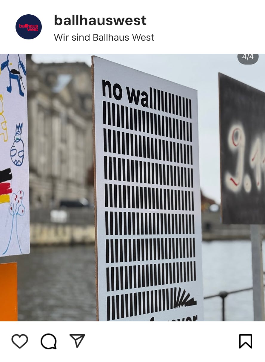 Instagram-Post 35 Jahre Mauerfall Plakat "No wall lasts forever"