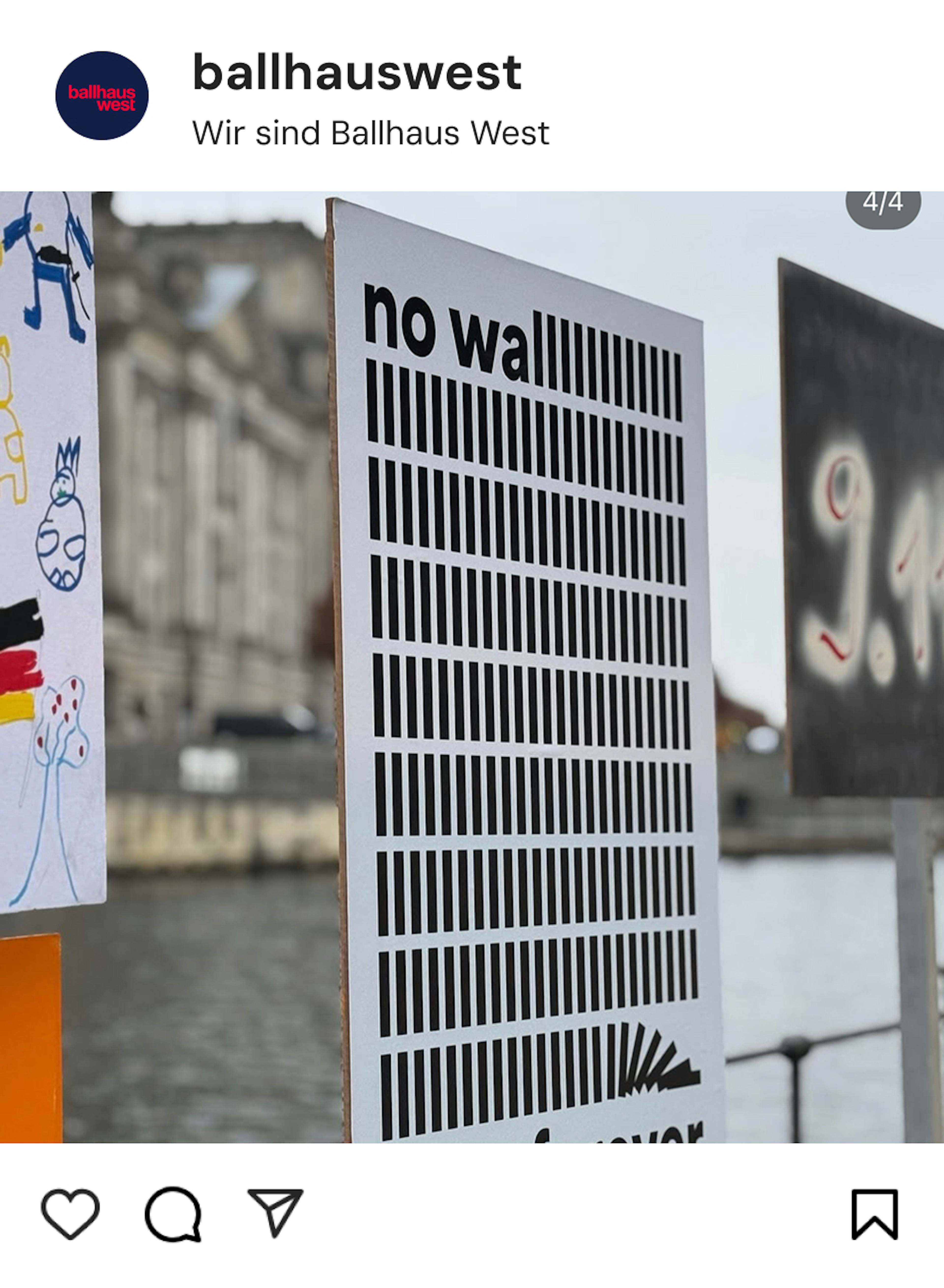 Instagram-Post 35 Jahre Mauerfall Plakat "No wall lasts forever"