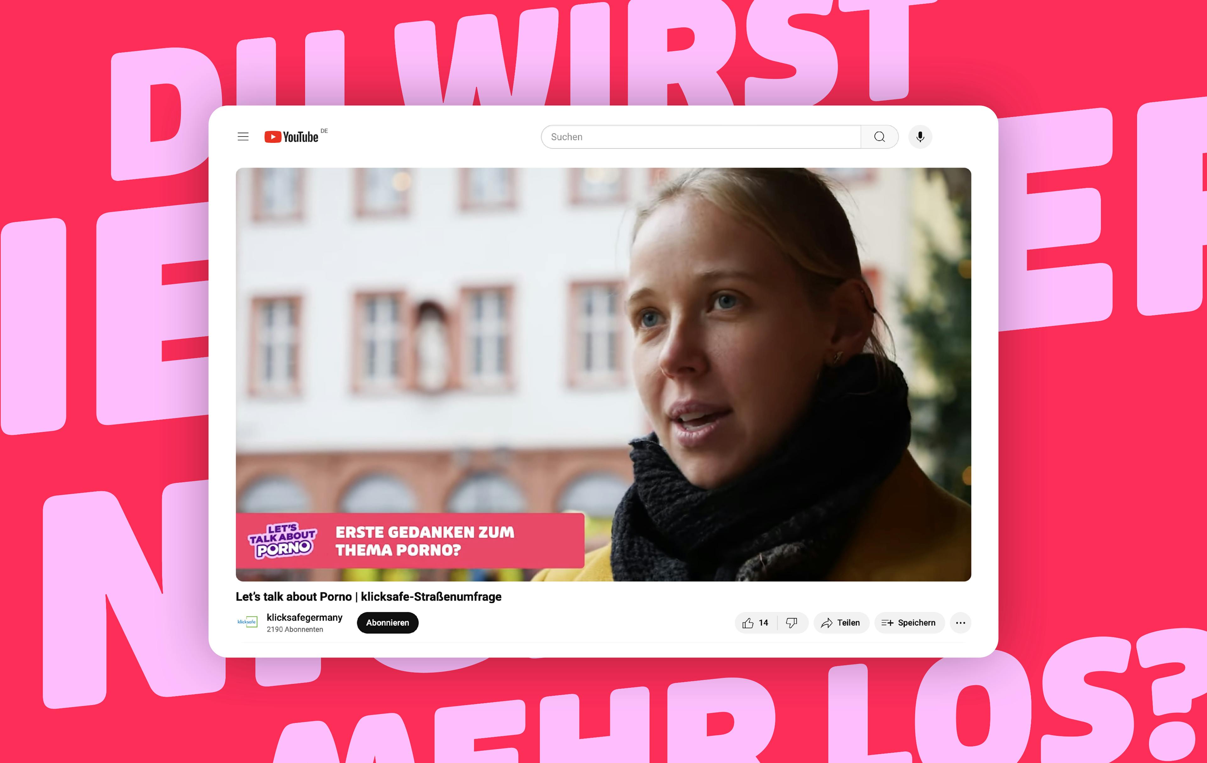 Screenshot aus einem YouTube-Video zur klicksafe-Straßenumfrage "Let's talk About Porno".