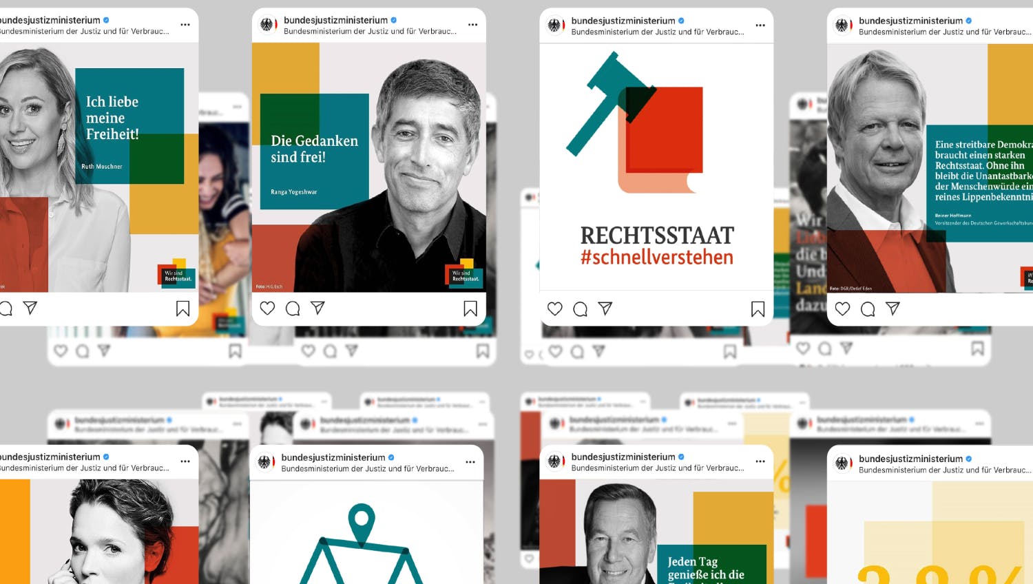 Diverse Instagram-Posts mit prominenten Gesichtern.