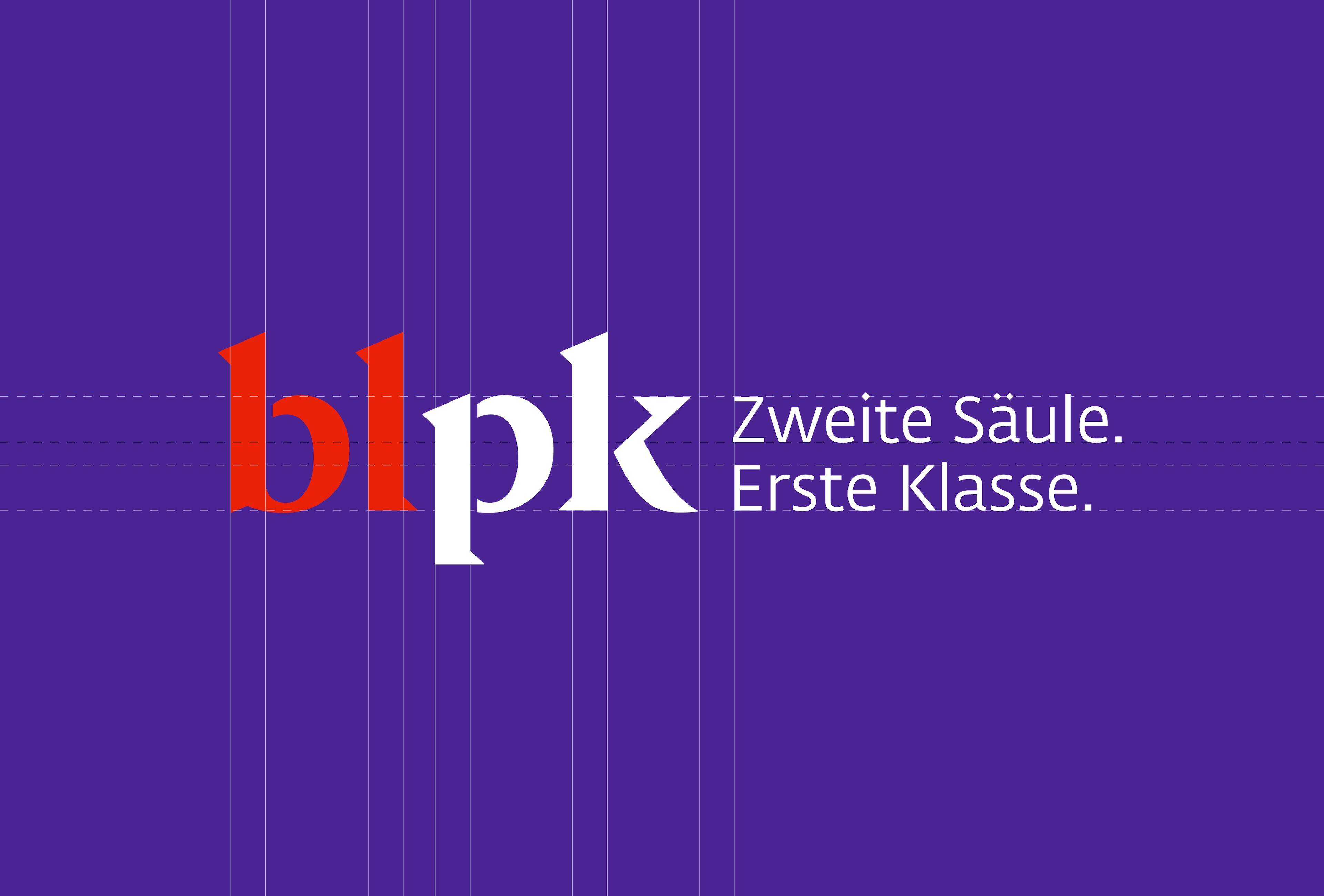 Logo der blpk mit dem Slogan "Zweite Säule. Erste Klasse.". In Lila und Rot gehalten.