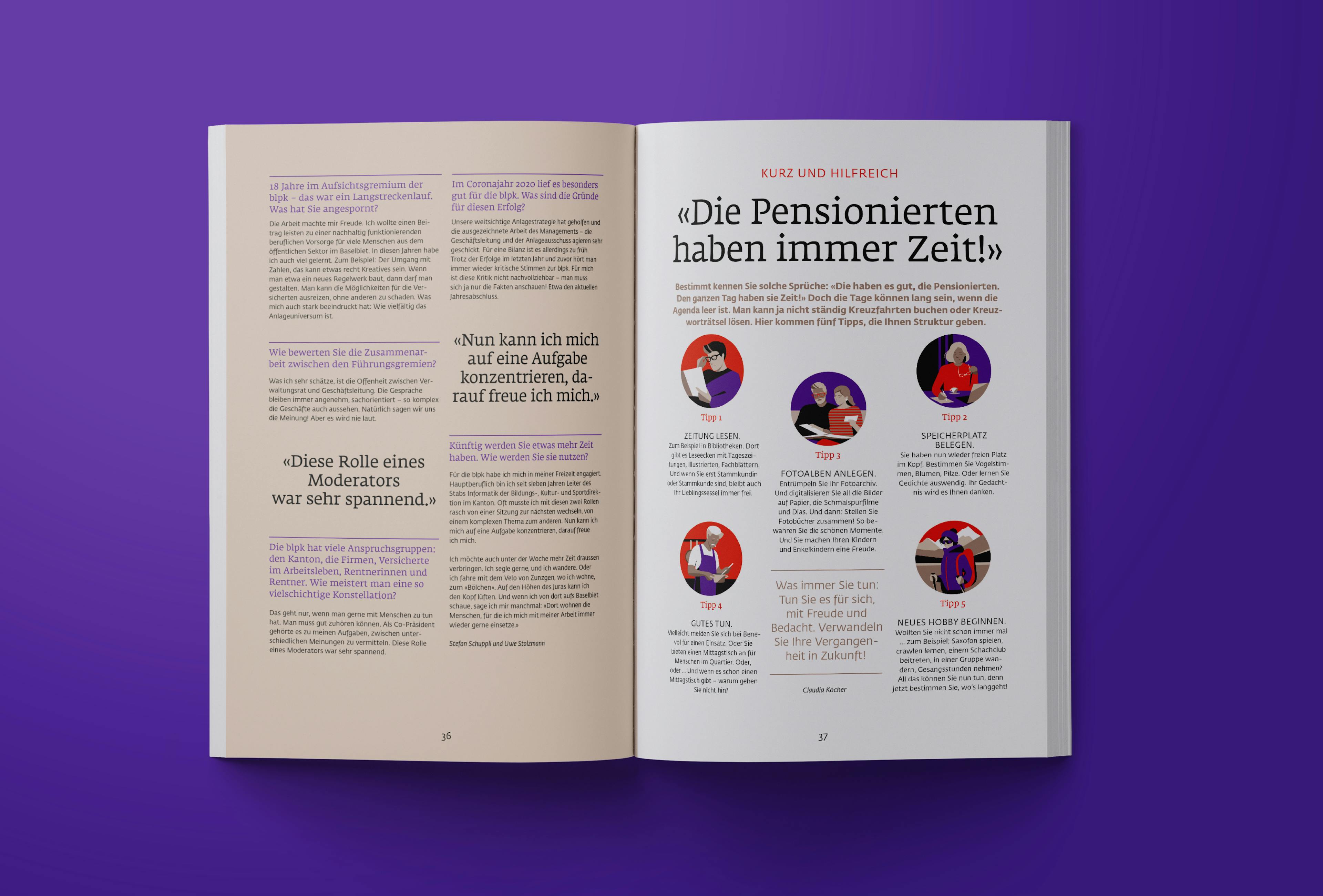 Verschiedene Seiten des Magazins der blpk in der Jubiläumsausgabe.