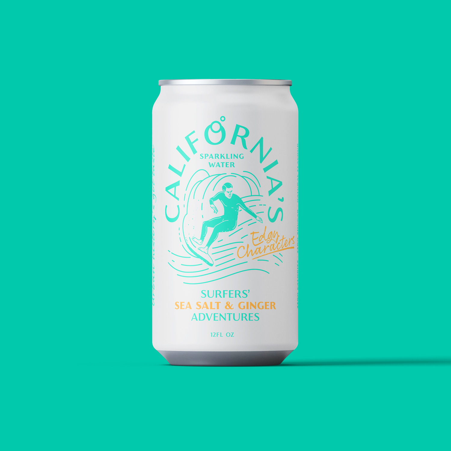 single surfer design can against blue background