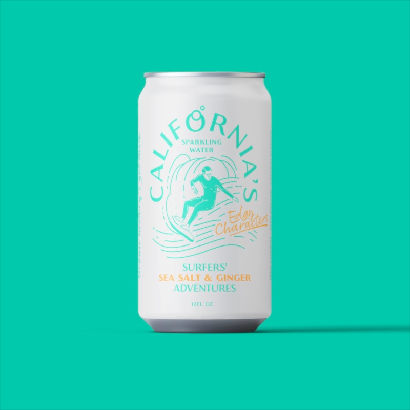 single surfer design can against blue background