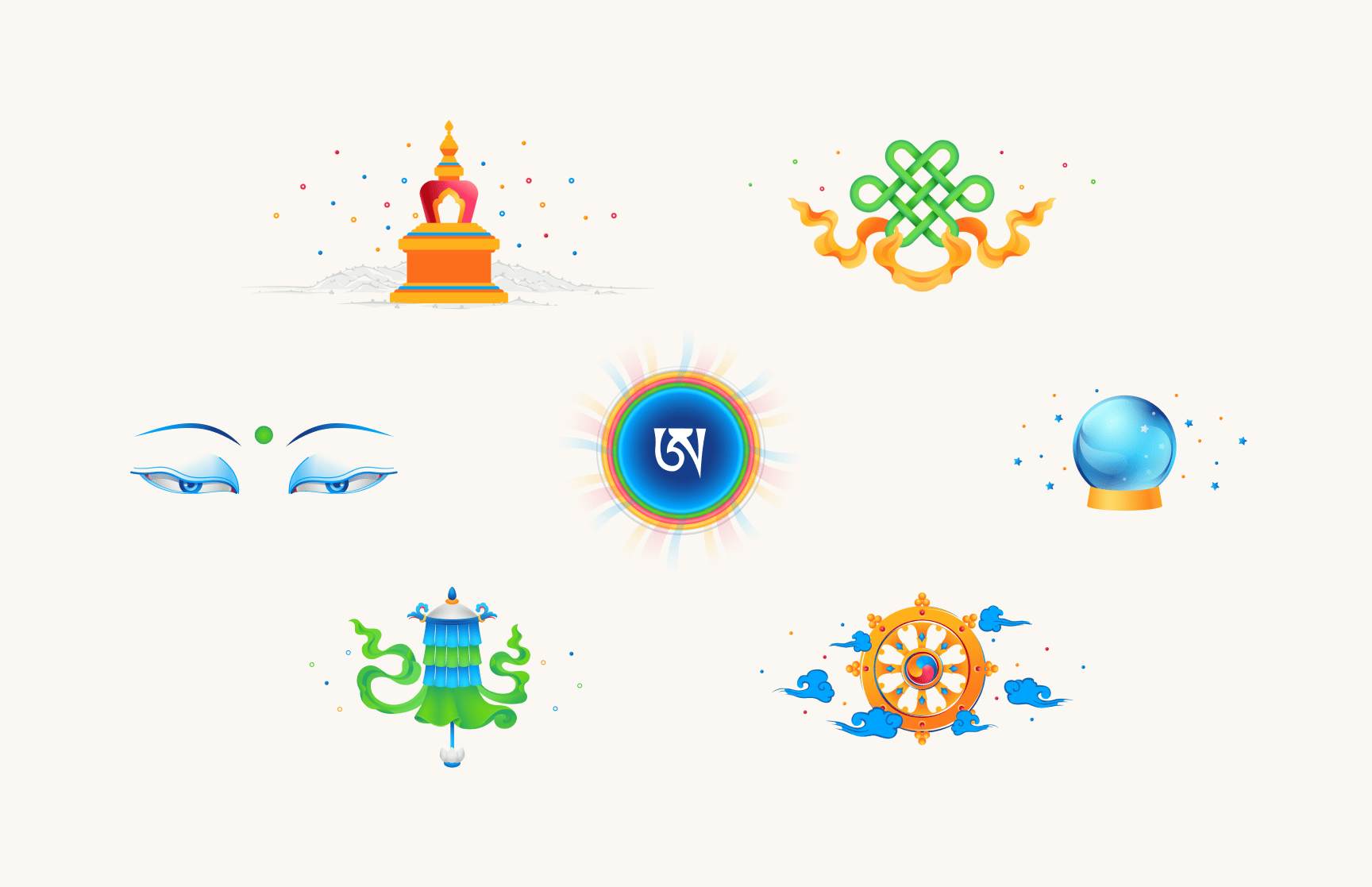 app illustrations on beige background