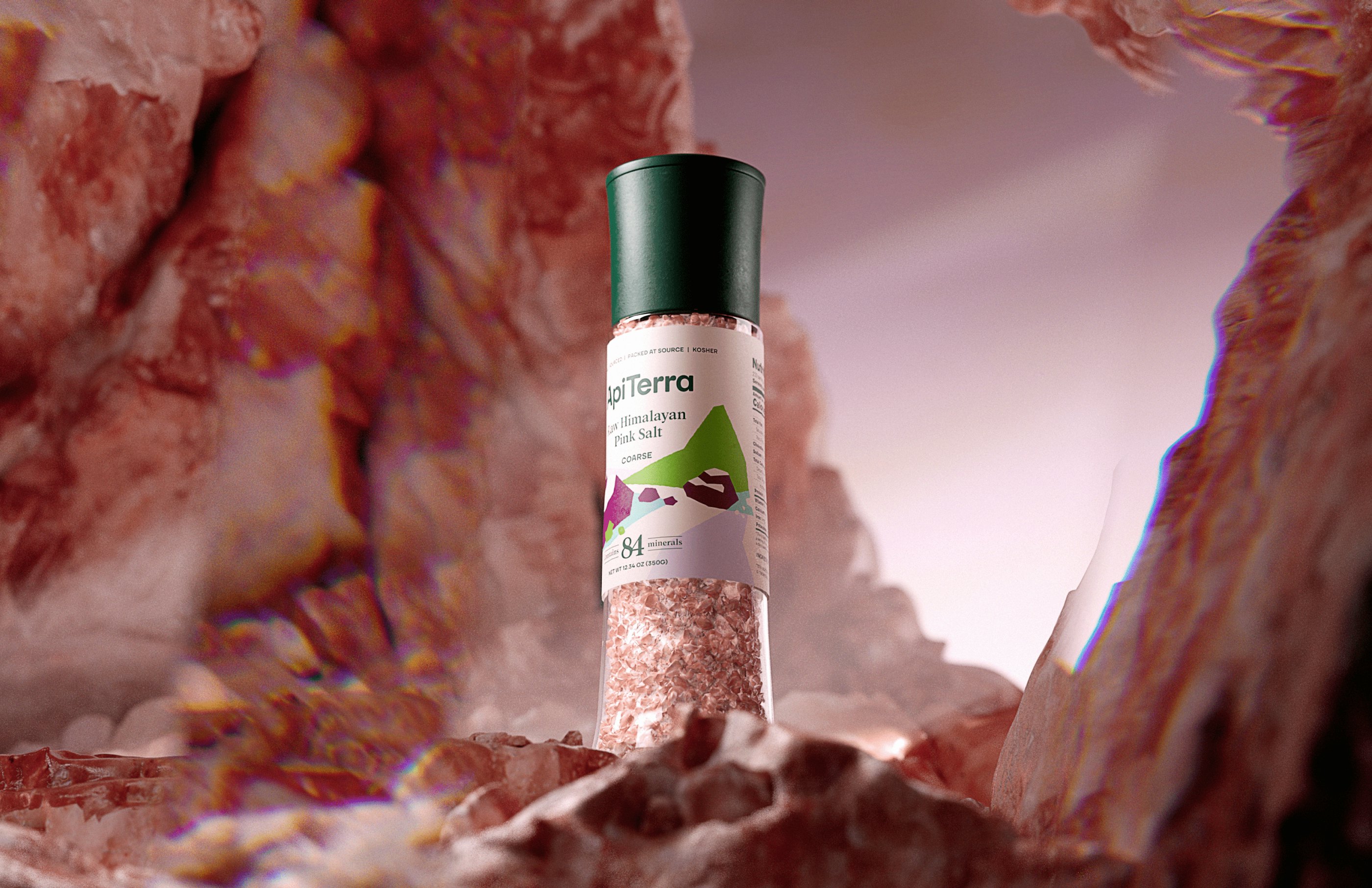 salt grinder pack in a pink salt cave