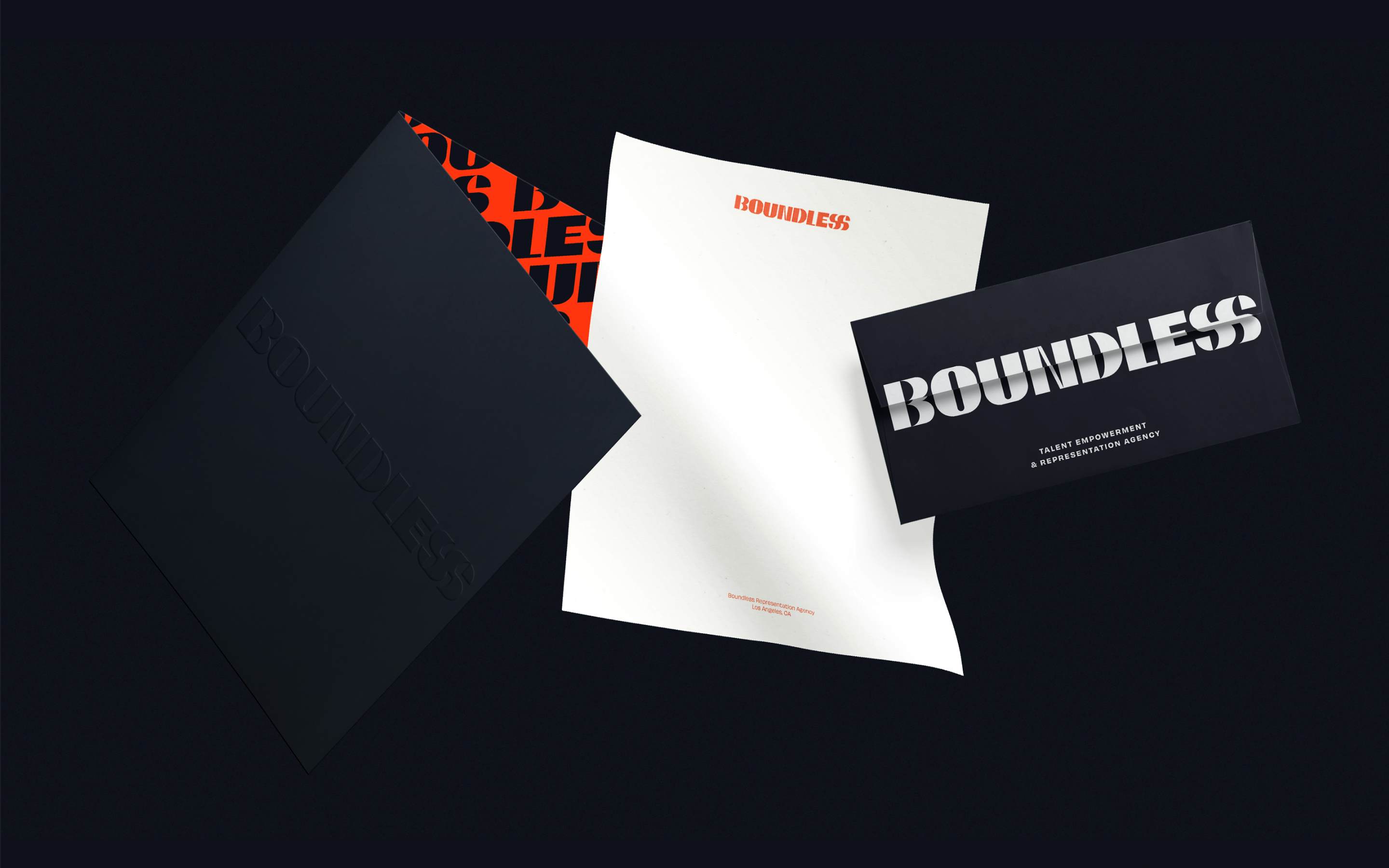 folder, letterhead and envelope