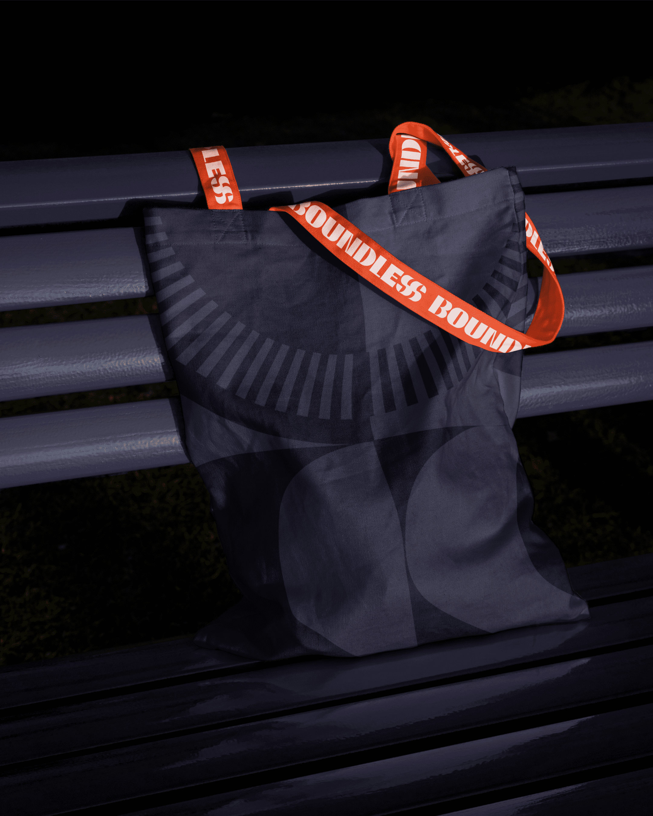 branded tote bag with red strap