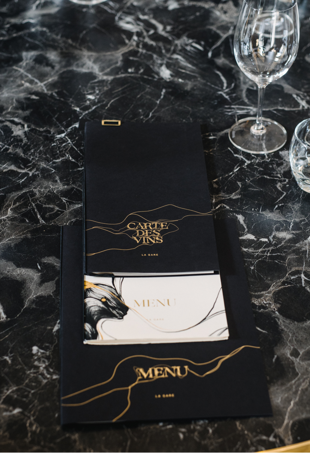 menus on a marble table