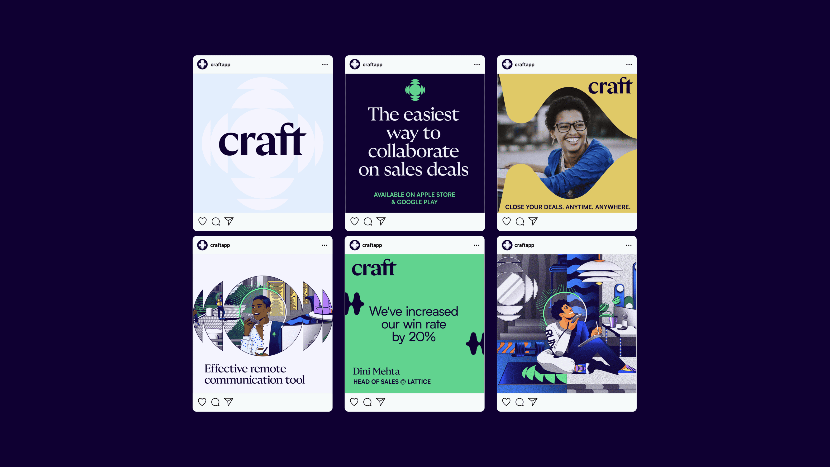 instagram posts against dark blue background