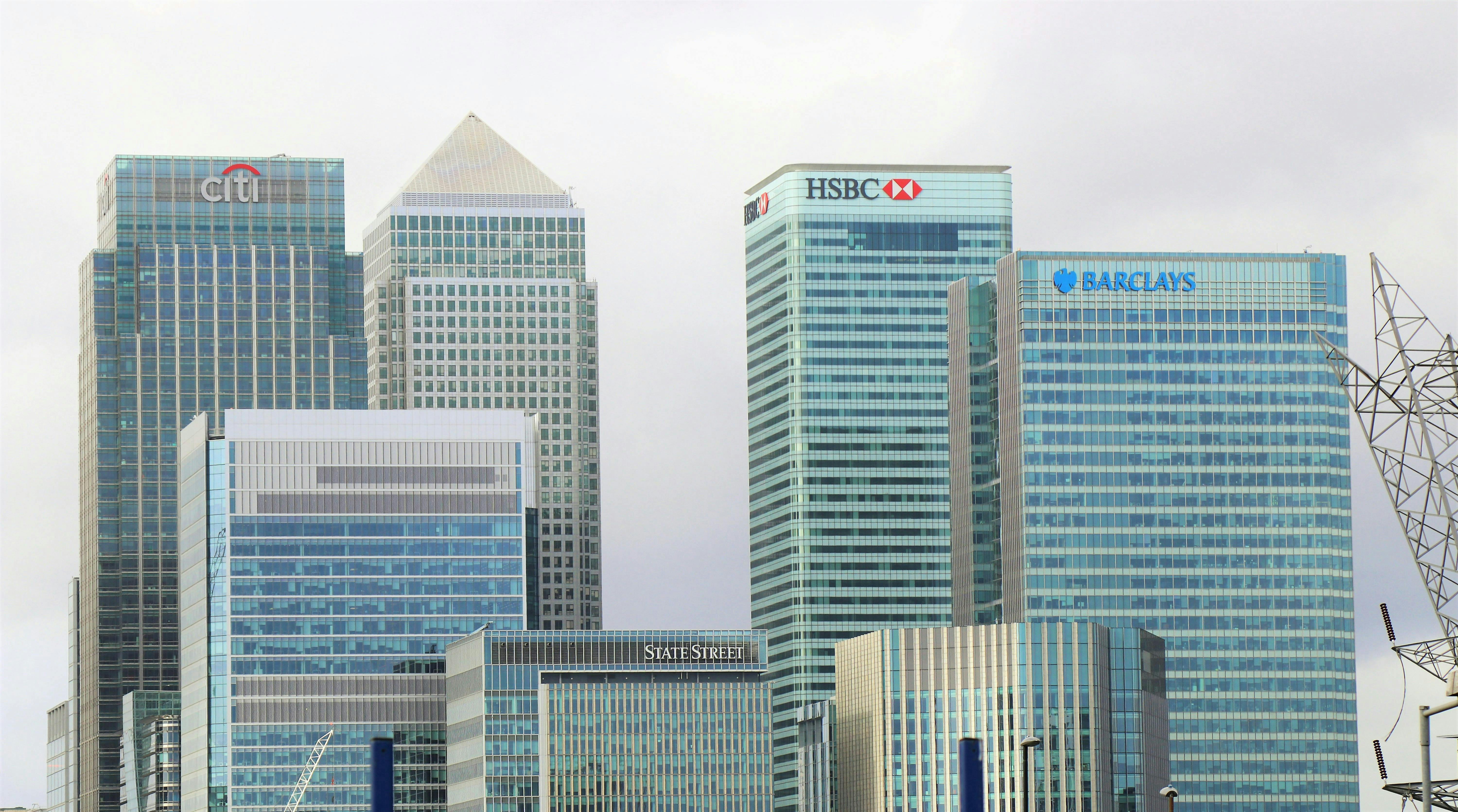 Canary Wharf banks including HSBC and Barclays