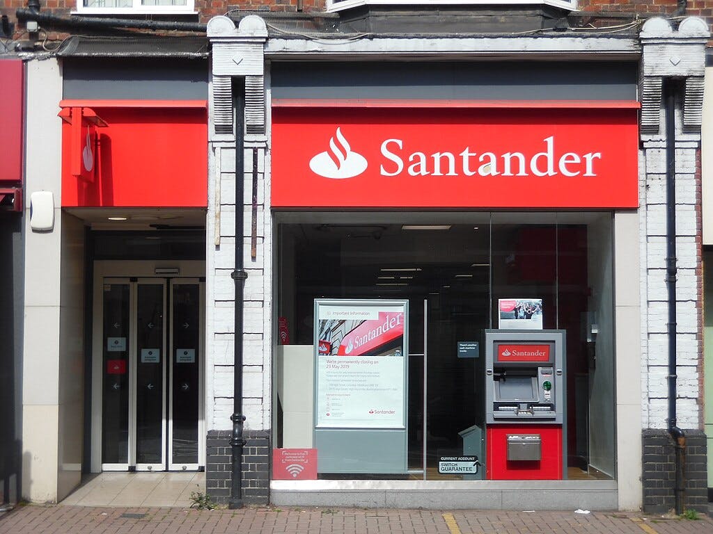 Santander bank branch in the UK