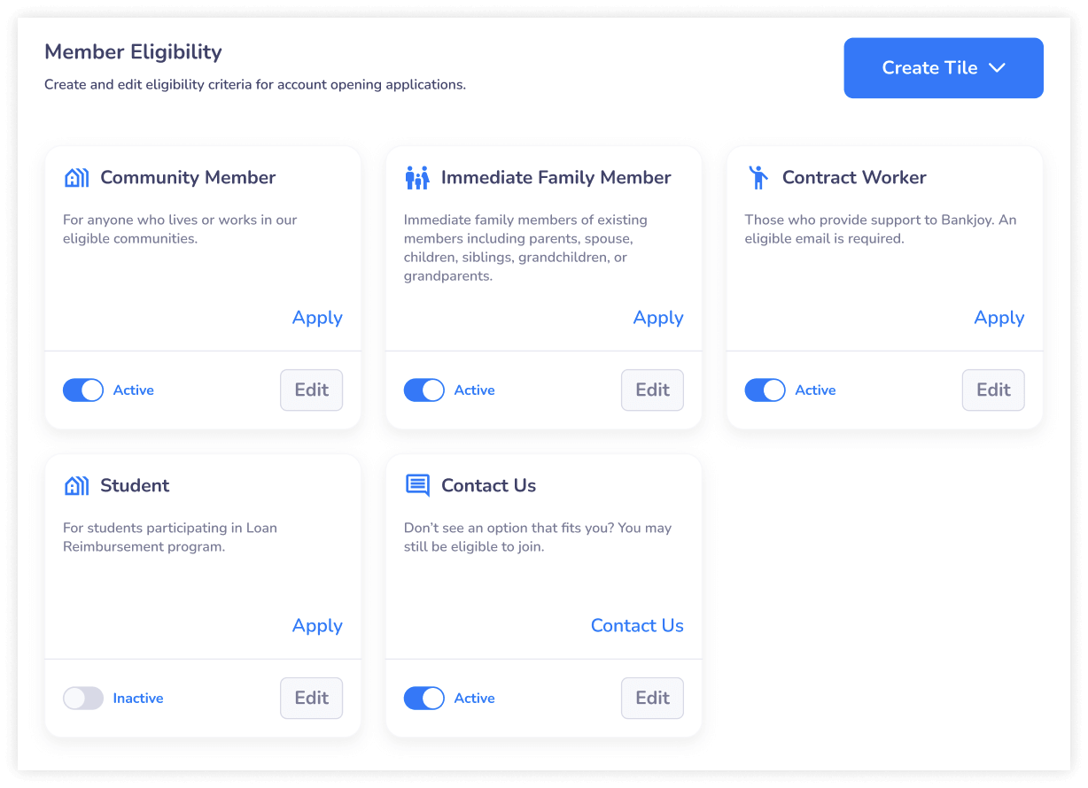 Screenshot of managing membership eligibility in the client portal