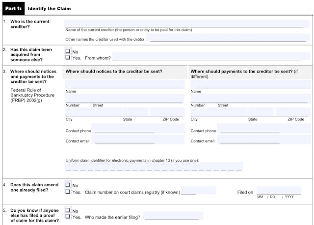 Claim info section of the claim document