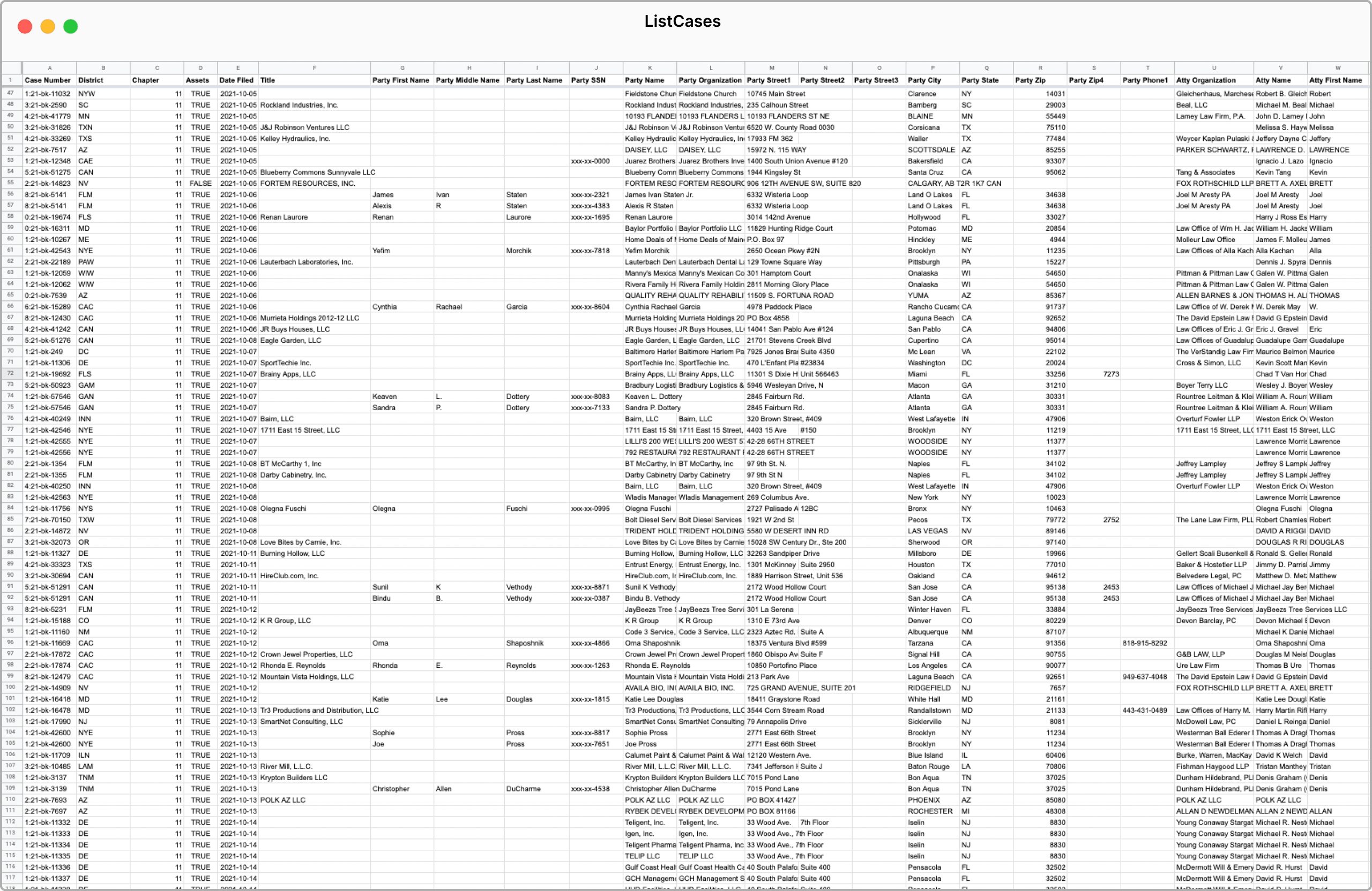 List Cases API