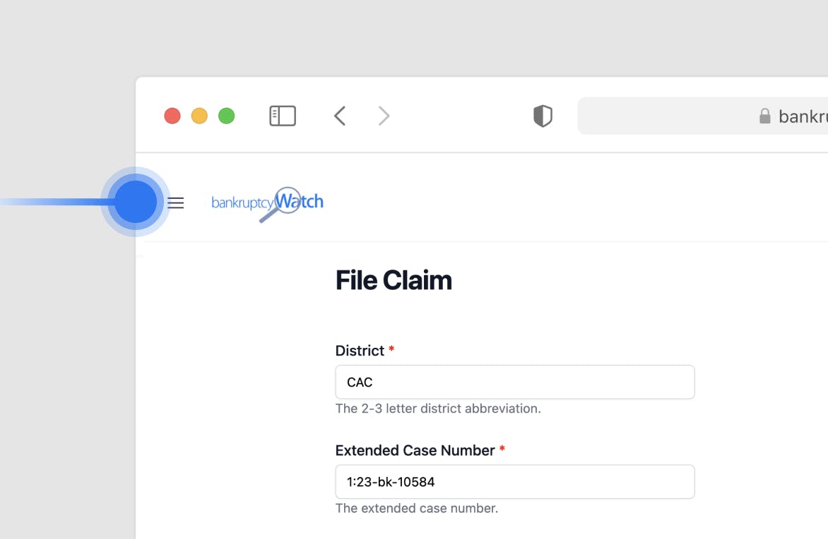 BankruptcyWatch Claims Filing