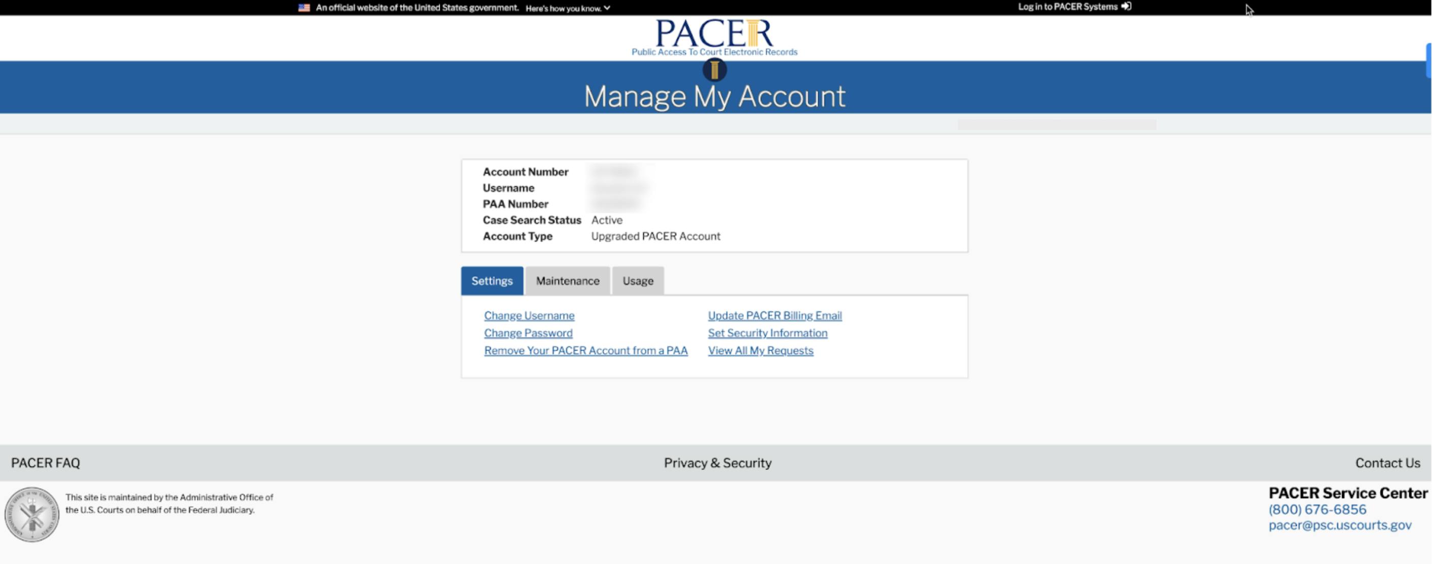 PACER Management Screen