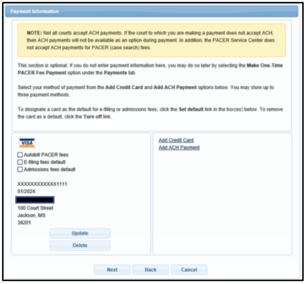 Payment Window Screenshot