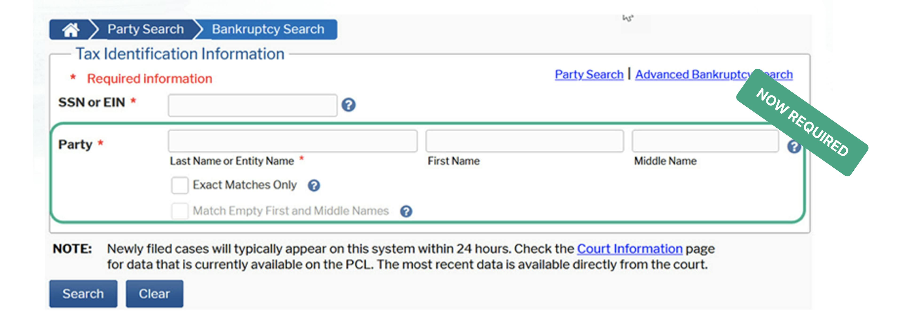 PACER Case Locator Changes