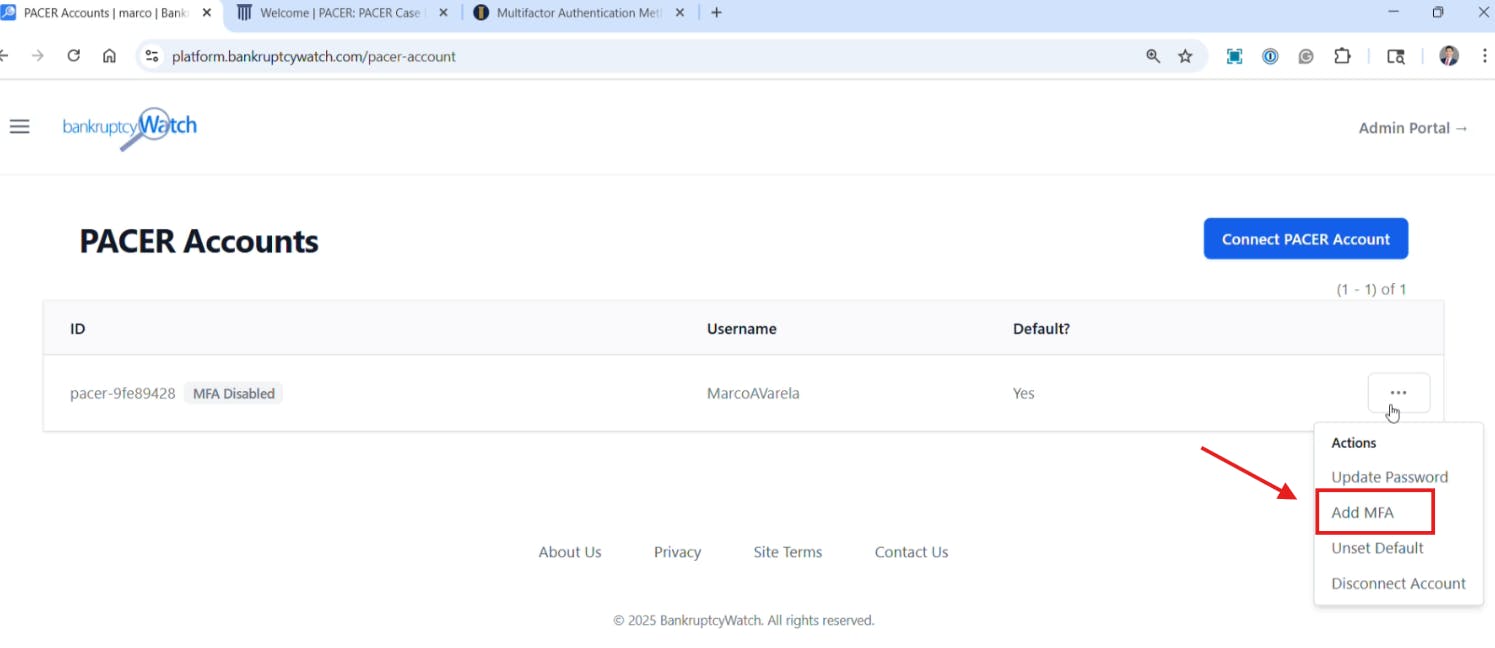 BankruptcyWatch Account Management