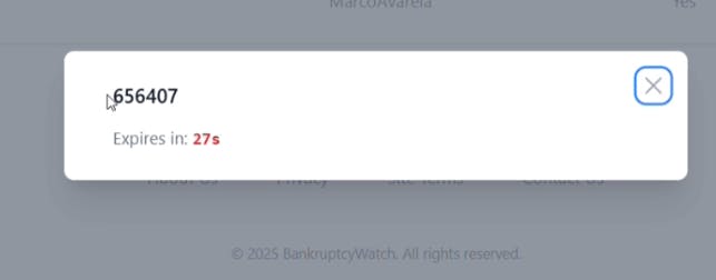 BankruptcyWatch MFA OTP