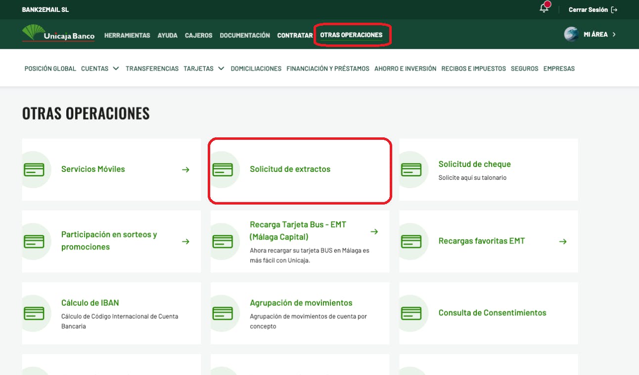 Proceso de solicitud para movimientos bancarios mayores a 2 años de antigüedad